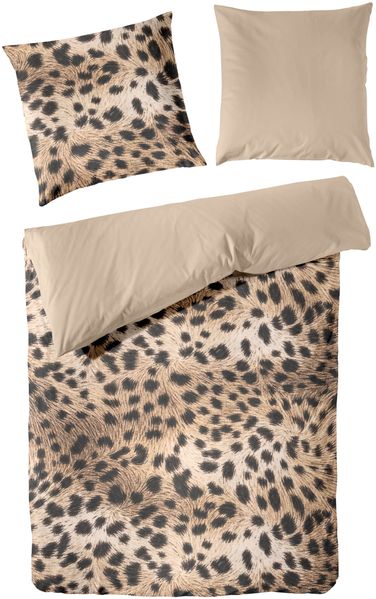 Primera Mako-Satin Bettwäsche 155x220 Leopardenmuster beige braun 243241-77