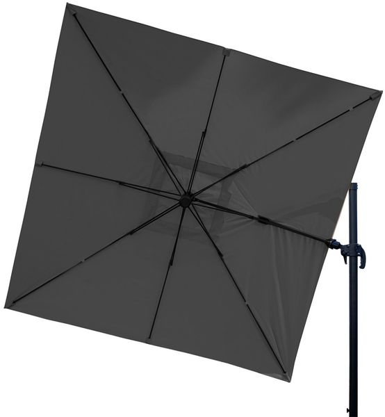 Gastronomie-Ampelschirm HWC-A96, 3x3m (Ø4,24m) schwenkbar, Polyester Alu/Stahl 23kg ~ anthrazit ohne Ständer, drehbar Bild 4