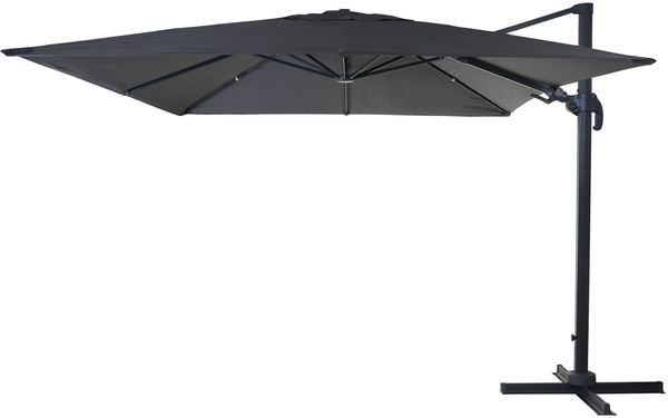 Gastronomie-Ampelschirm HWC-A96, 3x3m (Ø4,24m) schwenkbar, Polyester Alu/Stahl 23kg ~ anthrazit ohne Ständer, drehbar Bild 8