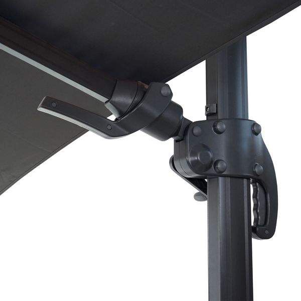Gastronomie-Ampelschirm HWC-A96, 3x3m (Ø4,24m) schwenkbar, Polyester Alu/Stahl 23kg ~ anthrazit ohne Ständer, drehbar Bild 7