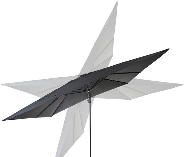 Gastronomie-Ampelschirm HWC-A96, 3x3m (Ø4,24m) schwenkbar, Polyester Alu/Stahl 23kg ~ anthrazit ohne Ständer, drehbar Bild 5