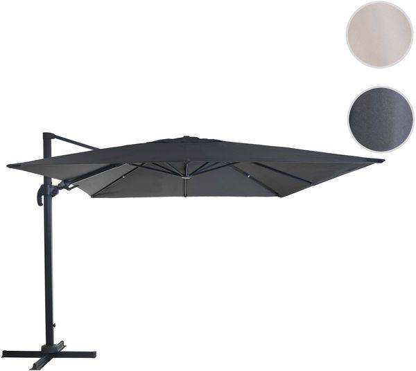 Gastronomie-Ampelschirm HWC-A96, 3x3m (Ø4,24m) schwenkbar, Polyester Alu/Stahl 23kg ~ anthrazit ohne Ständer, drehbar Bild 9