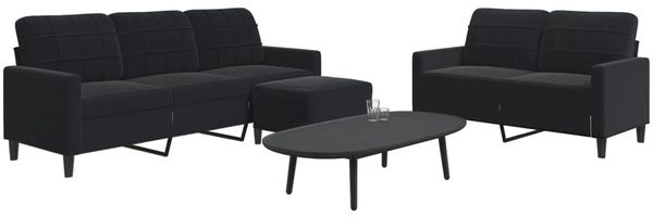 vidaXL 3-tlg. Sofagarnitur mit Kissen Schwarz Samt 3278406