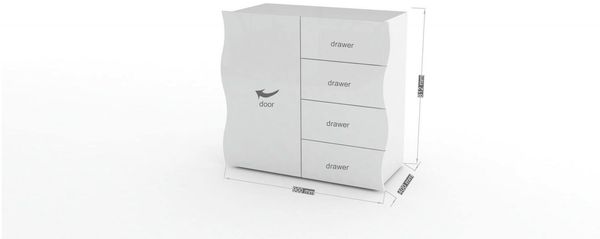 Dmora Kommode Abig, Küchen-Sideboard mit 4 Türen und 1 Schublade, Wohnzimmer-Buffet, 100 % Made in Italy, 90 x 40 x 81 cm, glänzendes Weiß, Bild 3
