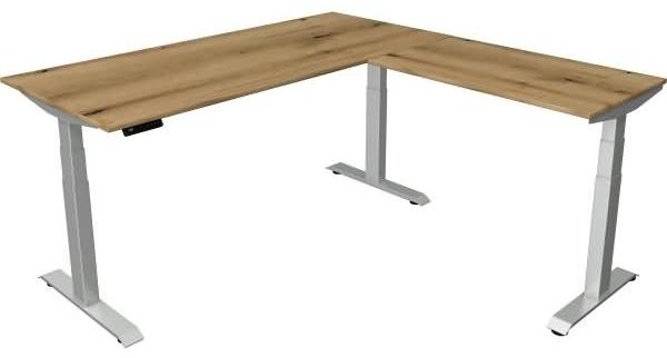 Kerkmann Schreibtisch Sitz-Stehtisch Move 4 silber 180x80x64-129cm mit Anbau elektr. höhenverstellbar asteiche