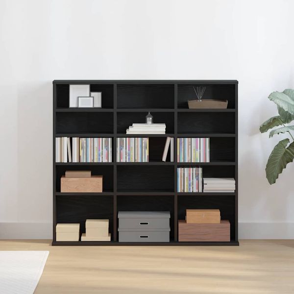 vidaXL CD-Schrank Schwarz Eichen-Optik 100x23x89,5 cm Holzwerkstoff 862481