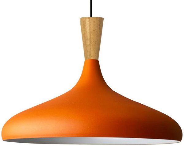 Bamyum Pendelleuchte Champion Kegel Holz-Kopfteil 35 cm Metall E27 Modern Pendelleuchte, ohne Leuchtmittel