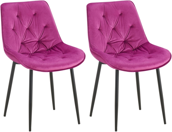 CLP 2er Set Esszimmerstuhl Wallace I Moderner Polsterstuhl mit Samtbezug,lila