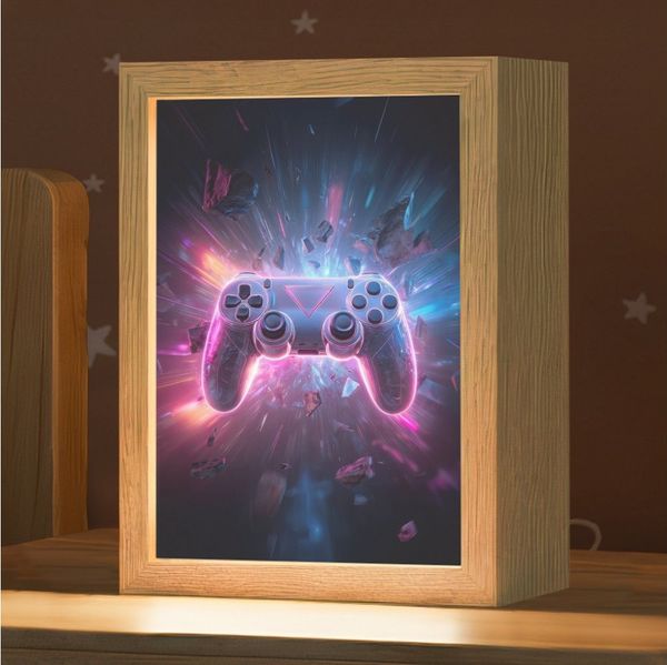OnlyWow Nachttischlampe Lightbox Controller - Neon - Explosion - Abstrakt - Jungen, Dimmbar, Farbwechsel, LED, Warmweiß, Kaltweiß, Neutralweiß Einstellbar, Kinderzimmer, Babyzimmer, Dimmbar, mit Kabel, Nachtlampe, LED