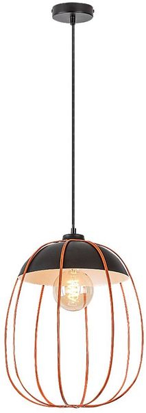 Rabalux 72034 Hängeleuchte SVENS E27 1x max. 40W Metall mattschwarz, orange H:150cm Ø27cm dimmbar
