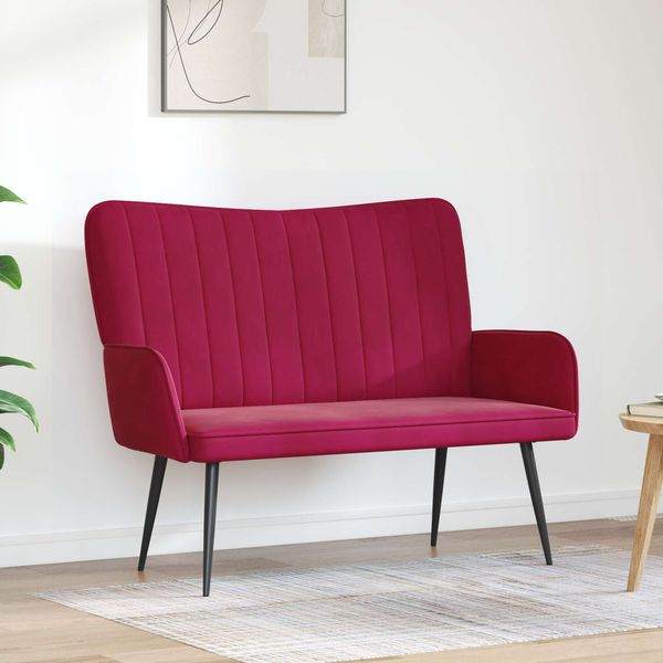 vidaXL Zweisitzer Sofa Weinrot 115 x 61 x 87 cm Samt 42028964
