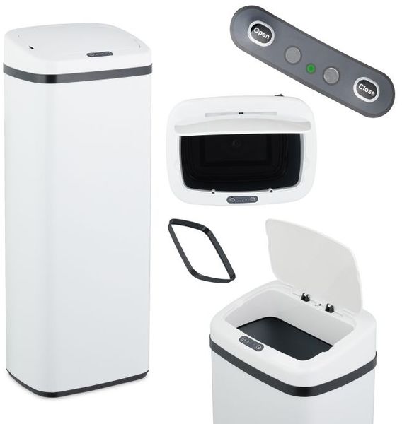 Relaxdays Weißer Mülleimer mit Sensor