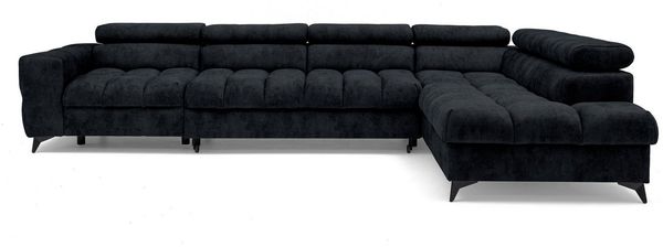 Muffo Ecksofa Pudding Maxi, Elegante starke Steppung, mit Bettkasten, verstellbaren Kopfstützen, mit Schalffunktion