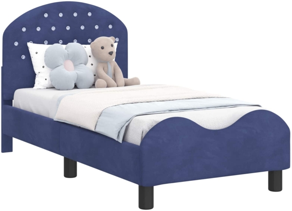 vidaXL Kinderbettgestell mit Kopfteil Polizeiblau 70x140 cm Samt 42011105