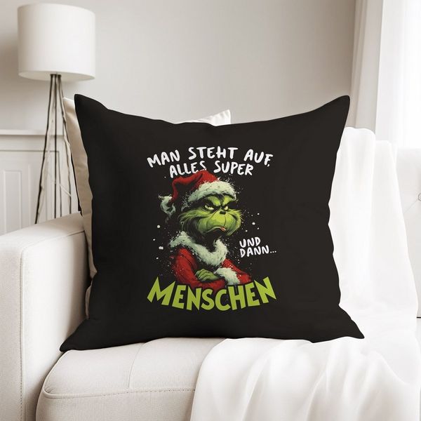 MoonWorks Dekokissen Kissenbezug Weihnachten Anti XMAS Deko Spruch Weihnachtsmuffel