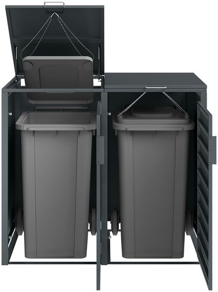 STEELSØN 'Kestra' Mülltonnenbox 2er je 240 Liter, anthrazit, Mülltonnenverkleidung aus Stahl, wetterfest, 116x80x134 cm, Müllbox für 2 Tonnen Bild 8