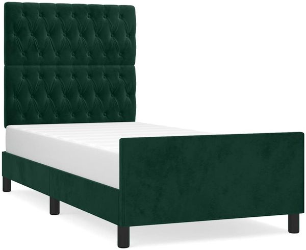 Einzelbettgestell Design für Erwachsene ohne Matratze Dunkelgrün 90x190 cm Samt d4806e