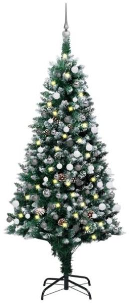 vidaXL Künstlicher Weihnachtsbaum mit Beleuchtung Kugeln Zapfen 150 cm 3077702