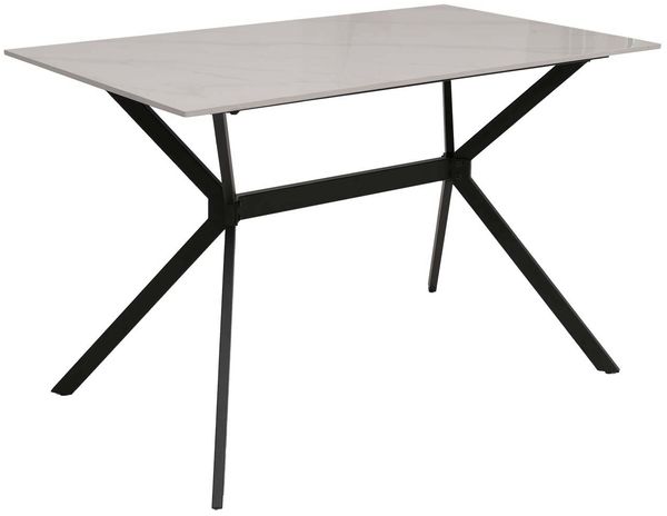 Esszimmertisch HWC-O58, Esstisch Sinterstein Metall, Marmor-Optik 120cm ~ weiß Bild 7
