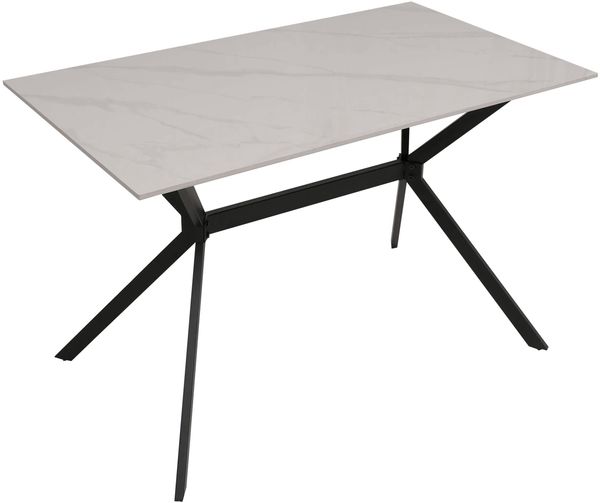 Esszimmertisch HWC-O58, Esstisch Sinterstein Metall, Marmor-Optik 120cm ~ weiß Bild 9