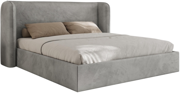 Polsterbett Bett mit Holzlattenrost Schlafzimmer Bett Doppelbett gepolstertes Kopfteil - EMORA CLASSIC - 180x200 cm - Hellgrau Velvet Bild 6