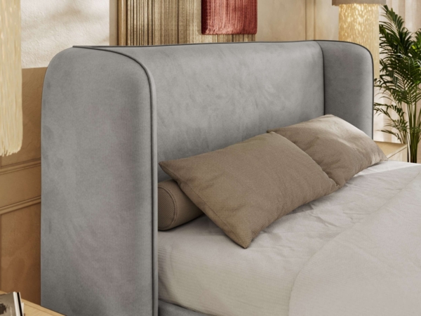Polsterbett Bett mit Holzlattenrost Schlafzimmer Bett Doppelbett gepolstertes Kopfteil - EMORA CLASSIC - 180x200 cm - Hellgrau Velvet Bild 4
