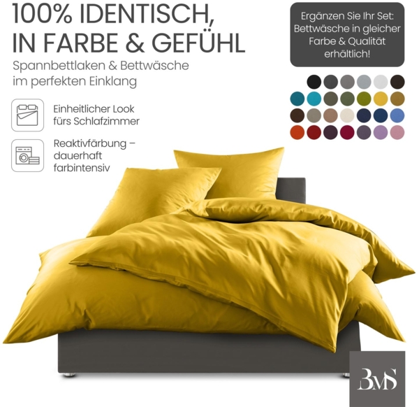 Bettwaesche-mit-Stil Mako-Satin Spannbettlaken gelb 100x200cm Höhe 31-40cm Bild 2