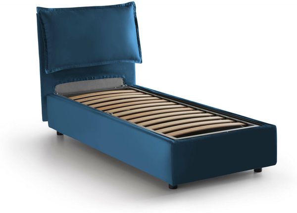 Dmora Ancara-Einzelbett, Bettkasten mit Stoffbezug, 100 % Made in Italy, Öffnung vorne, inklusive Matratze 80 x 200 cm, Blau Bild 7