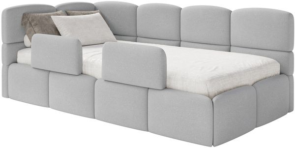 Selsey 'Cloudy' Kinderbett 120x200, Kopfteil links, Matratze & Bettkasten, Chenille Hellgrau