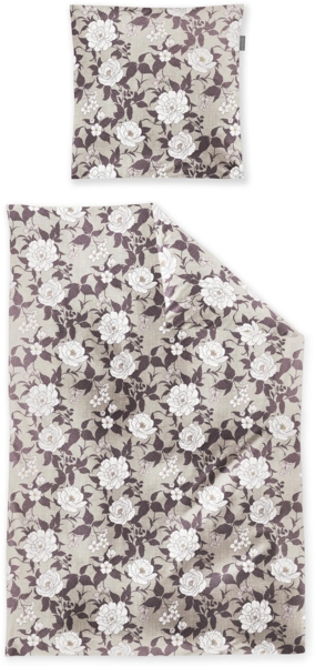 Irisette Feinbiber Bettwäsche Koala 155x220 Blumen Rosen rosa sand 8531-60
