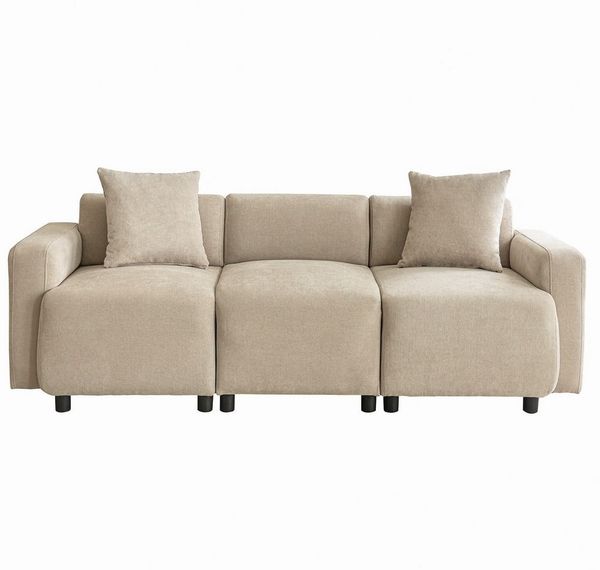 Merax 3-Sitzer aus Chenille-Stoff mit 2 Kissen, Sofagarnitur, Loungesofa, modulare Couch, XXL Sofa