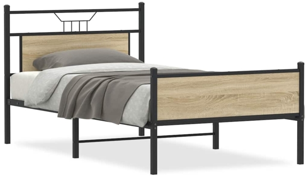 vidaXL Bettgestell ohne Matratze Sonoma-Eiche 100x190 cm Holzwerkstoff 4106974