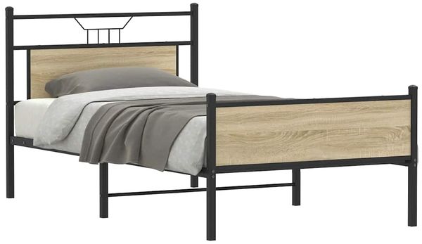 vidaXL Bettgestell ohne Matratze Sonoma-Eiche 100x190 cm Holzwerkstoff 4106974