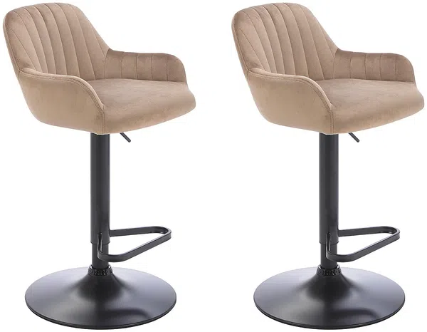 Vente-unique - ELEANA Barhocker SamtStoff Beige - B 49 cm x H 106 cm85 cm x L 47 cm