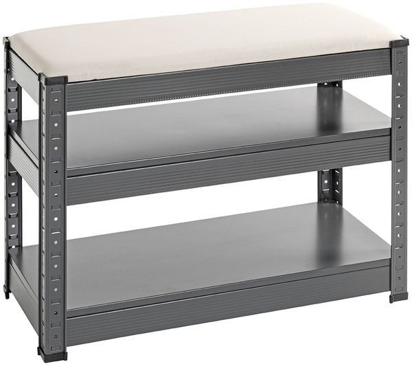 Schuhbank >55817< in anthrazit, grau - 60x47x28cm (BxHxT)