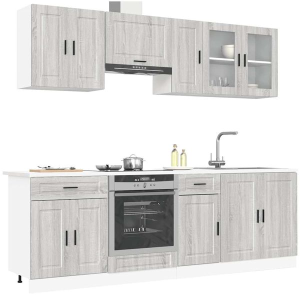 vidaXL 8-tlg. Küchenschrank-Set Kalmar Grau Sonoma Holzwerkstoff 3314847