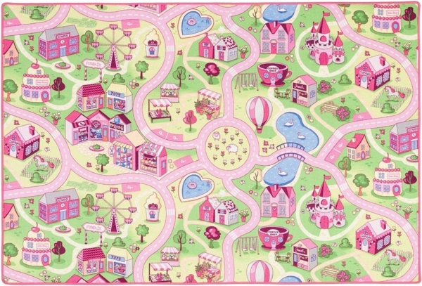 Snapstyle Kinderteppich Kinder Spiel Teppich Girls Village, Rechteckig, Höhe: 4 mm