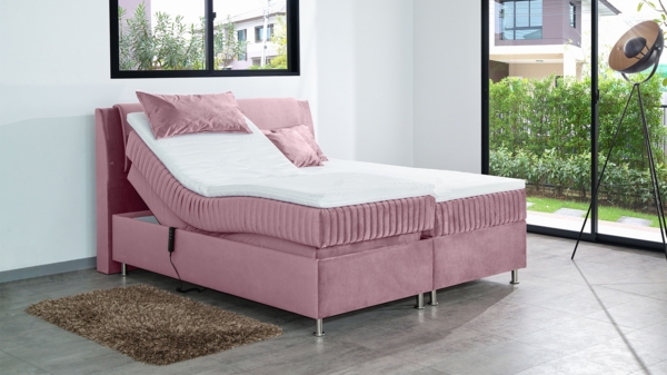 Meisterbetten Boxspringbett Mari 120x220 in VS-Rose, Matratzenbezug Mask, Ergoflex-Topper Bild 4