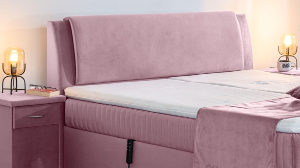 Meisterbetten Boxspringbett Mari 120x220 in VS-Rose, Matratzenbezug Mask, Ergoflex-Topper Bild 5