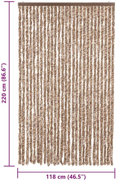 vidaXL Fliegenvorhang Beige und Dunkelbraun 118x220 cm Chenille 4004880 Bild 7