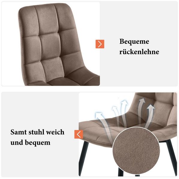 KLAM HOME Esszimmer-Set Esszimmerstuhl Set aus 4 gepolsterten Stühlen mit Rückenlehne Samt, (4-St), Metallrahmen Tischbeine mit Bodenschutz-Pads Bild 4