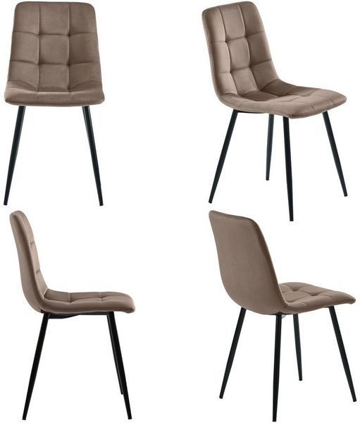 KLAM HOME Esszimmer-Set Esszimmerstuhl Set aus 4 gepolsterten Stühlen mit Rückenlehne Samt, (4-St), Metallrahmen Tischbeine mit Bodenschutz-Pads