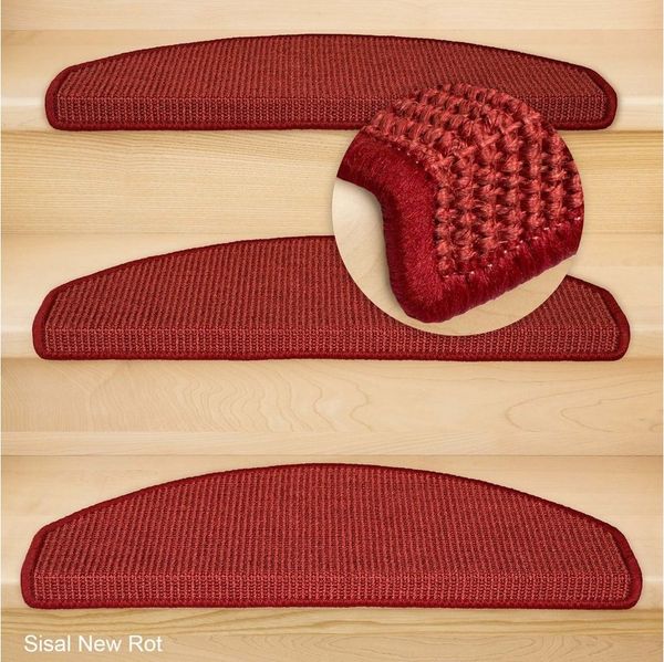 Metzker® Stufenmatte Stufenmatten Sisal New Halbrund Rot 14 Stück, halbrund, Höhe: 6 mm, Naturprodukt