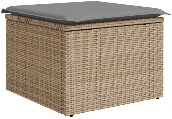 vidaXL 9-tlg. Garten-Sofagarnitur mit Kissen Beige Poly Rattan 3326690 Bild 6