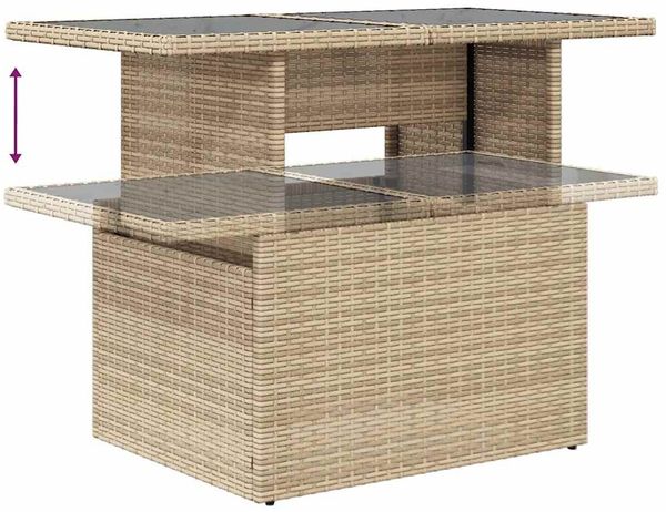vidaXL 9-tlg. Garten-Sofagarnitur mit Kissen Beige Poly Rattan 3326690 Bild 11