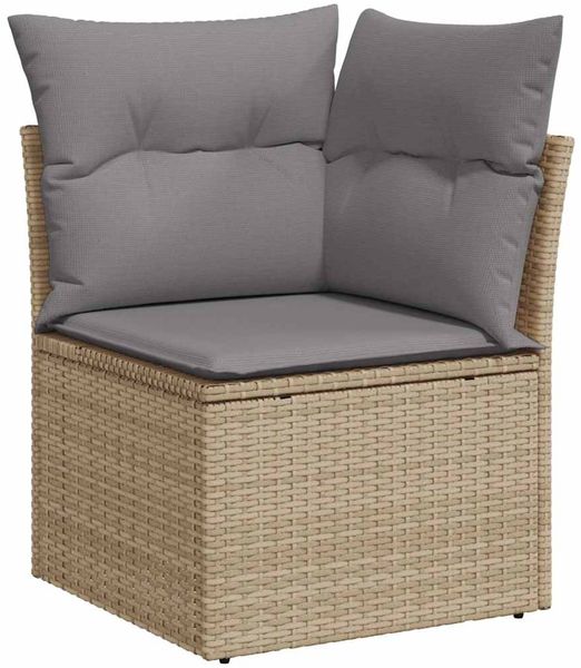 vidaXL 9-tlg. Garten-Sofagarnitur mit Kissen Beige Poly Rattan 3326690 Bild 4