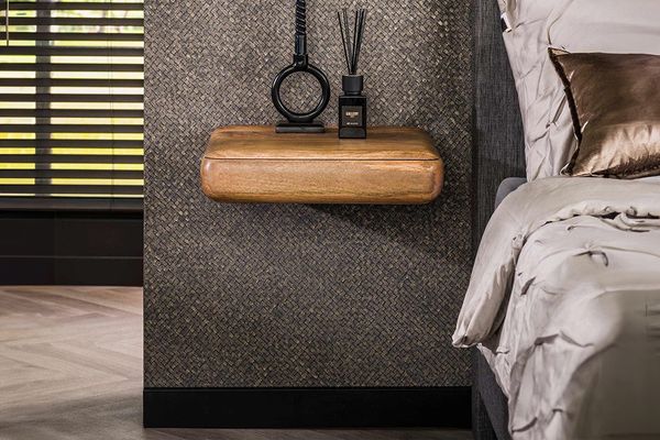 KAWOLA Nachttisch SLEK hängend Mangoholz natur 1 Schublade 10 x 35 x 45 cm