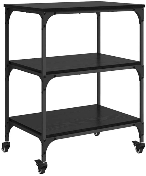 vidaXL Küchentrolley Schwarz Eichen-Optik 60 x 41 x 76 cm 883010