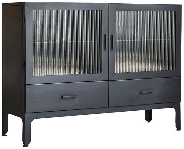Tikamoon Buffet Flacher Vitrinenschrank aus lackiertem Metall Emil