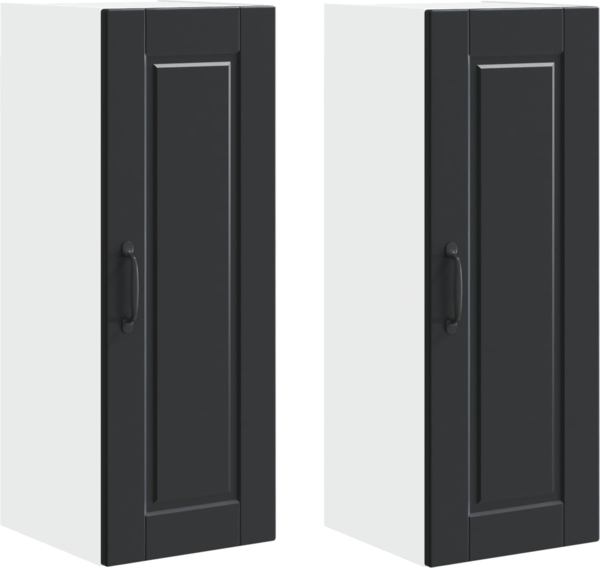 vidaXL Küchenschrank 2 pcs Schwarz 30 x 31 x 80 cm Holzwerkstoff 885358